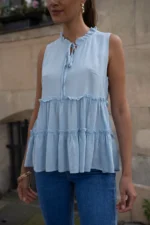 SLEEVELES COTTON TOP WITH BOW - Image 4