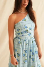 Blue Rose One Shoulder Maxi Dress - Image 3