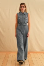 Denim Safari Jumpsuit - Image 3