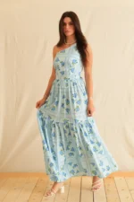 Blue Rose One Shoulder Maxi Dress - Image 2