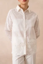 WHITE EMBROIDERED COTTON SHIRT - Image 5