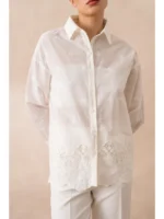 WHITE EMBROIDERED COTTON SHIRT - Image 3