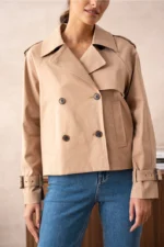 SOLID CROPPED TRENCH IN COTTON - Image 2