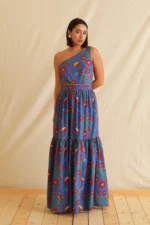 Petal Pop One Shoulder Maxi Dress
