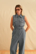 Denim Safari Jumpsuit - Image 2