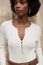Buttoned Twisted Cotton Knit - Image 5