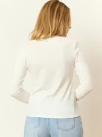 Buttoned Pointelle Cotton T-Shirt - Image 6