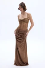Evangeline Dress Mocha - Image 3