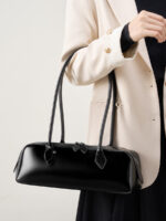 Genuine Leather Baguette Shoulder Crossbody Bag - Image 4