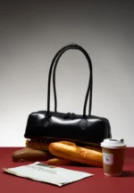 Genuine Leather Baguette Shoulder Crossbody Bag - Image 3