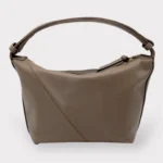 Evy - Genuine Leather Pouch Shoulder Bag Taupe