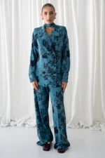Dark Blue Rose Blazer Shirt - Image 7