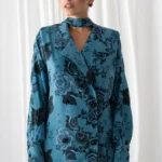 Dark Blue Rose Blazer Shirt