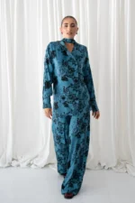 Dark Blue Rose Blazer Shirt - Image 5