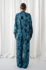 Dark Blue Rose Blazer Shirt - Image 4