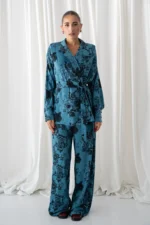 Dark Blue Rose Blazer Shirt - Image 2