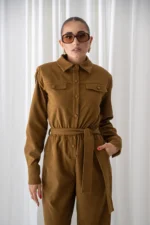 Olive Sued Jumpsuit