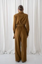 Olive Sued Jumpsuit - Image 3
