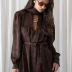 Walnut Brown Jacquard Polymorphic Maxi Dress