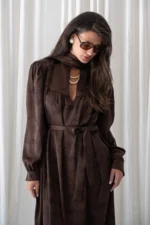Walnut Brown Jacquard Polymorphic Maxi Dress