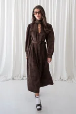 Walnut Brown Jacquard Polymorphic Maxi Dress - Image 4
