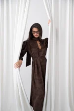 Walnut Brown Jacquard Polymorphic Maxi Dress - Image 2