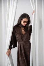 Walnut Brown Jacquard Polymorphic Maxi Dress - Image 5