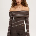 Stripped Longsleeve Top Grey