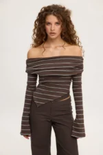 Stripped Longsleeve Top Grey