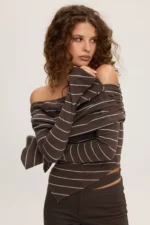 Stripped Longsleeve Top Grey - Image 2