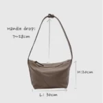 Evy - Genuine Leather Pouch Shoulder Bag Taupe - Image 7