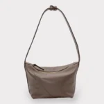Evy - Genuine Leather Pouch Shoulder Bag Taupe - Image 5