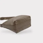 Evy - Genuine Leather Pouch Shoulder Bag Taupe - Image 4