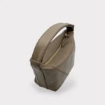 Evy - Genuine Leather Pouch Shoulder Bag Taupe - Image 2