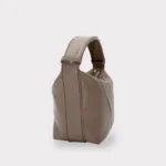 Evy - Genuine Leather Pouch Shoulder Bag Taupe - Image 3